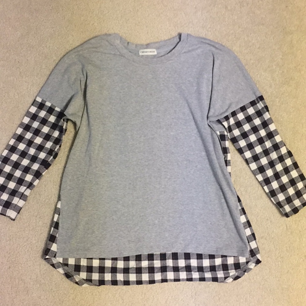Korean Plaid Patchwork Shirt